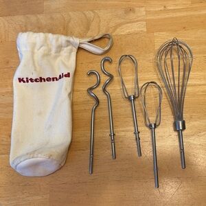 KitchenAid Silver Mixer Attachments with Cream Pouch